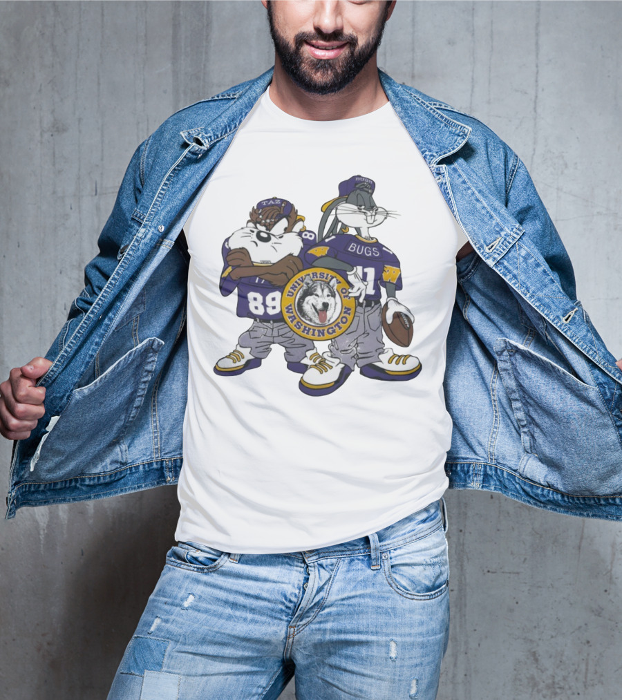 Taz And Bugs Bunny University Of Washington Huskies Football 89 11 T-Shirt