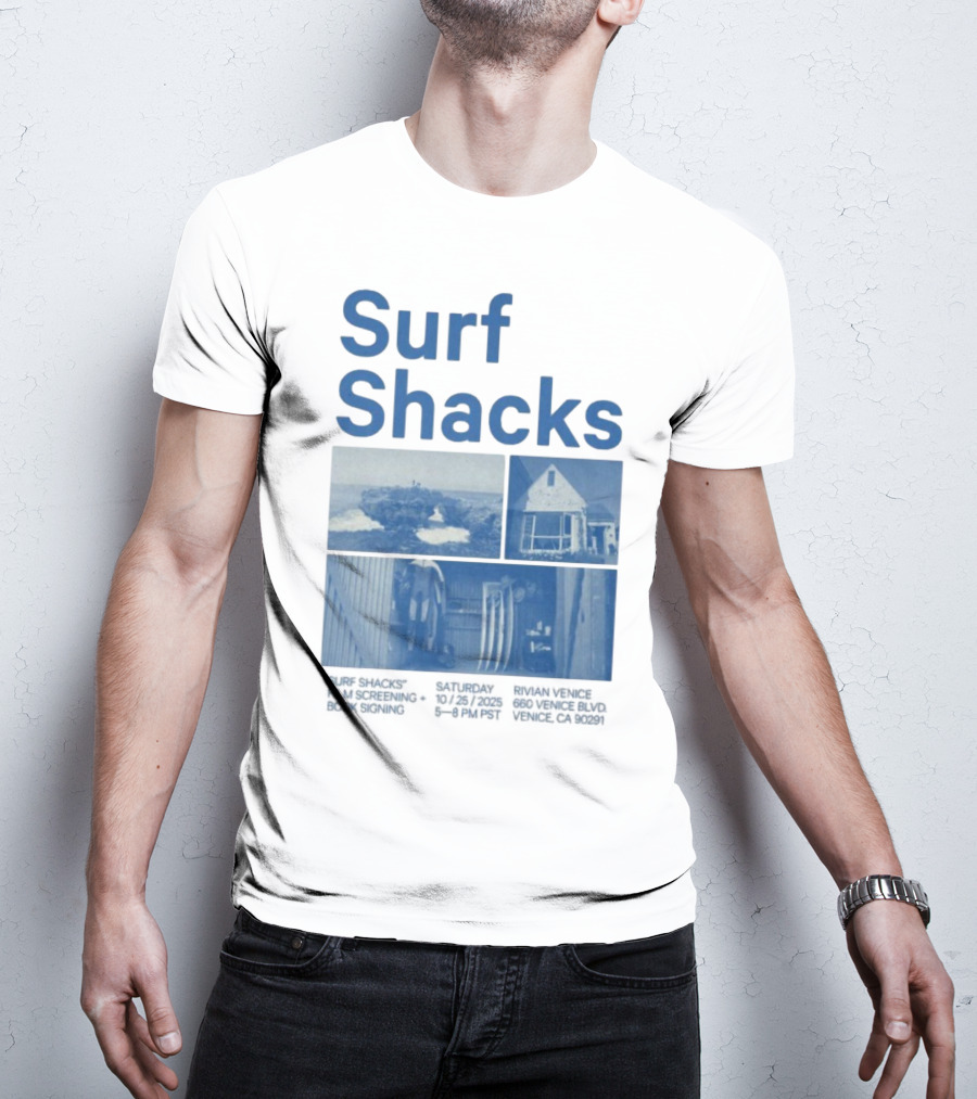 Surf Shacks Oct 25 2025 Venice CA Beach Surfboards Coastal Homes T-Shirt