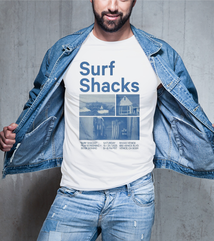 Surf Shacks Oct 25 2025 Venice CA Beach Surfboards Coastal Homes T-Shirt