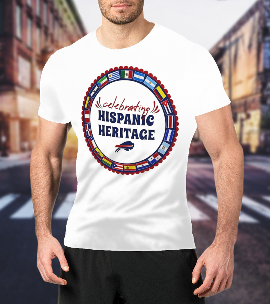 Celebrating Hispanic Heritage Buffalo Bills Flags Circle T-Shirt