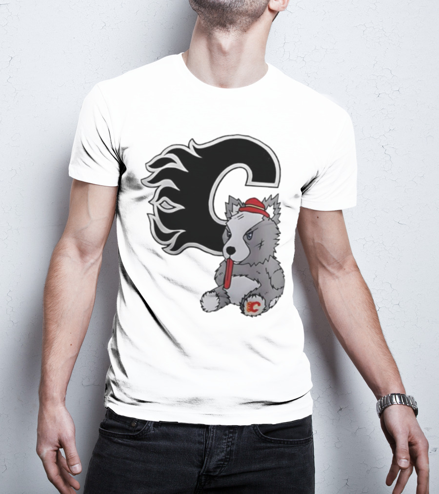 Calgary Flames Harvey The Hound With C Flame Logo T-Shirt
