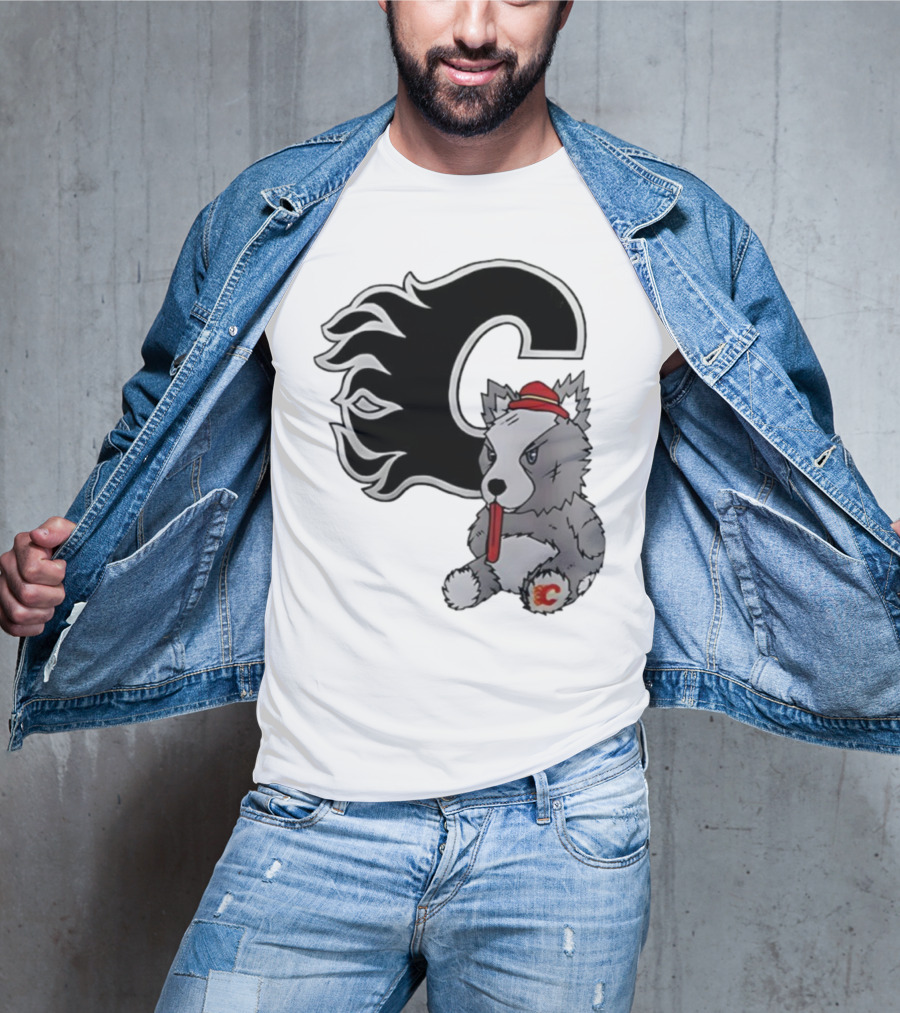 Calgary Flames Harvey The Hound With C Flame Logo T-Shirt