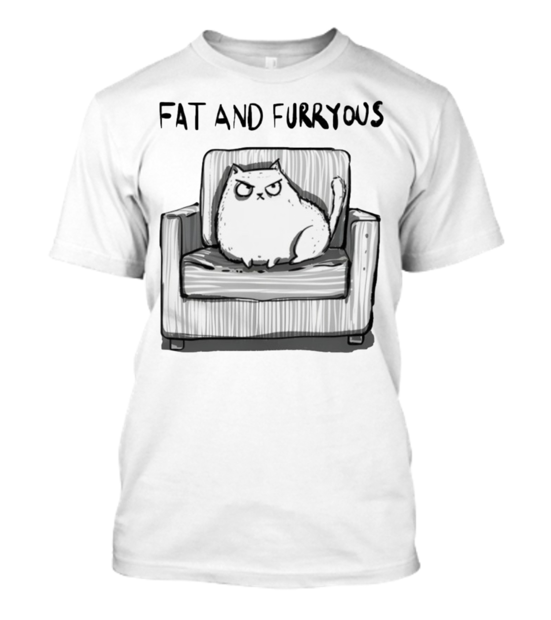 Fat And Furrous Cat On Chair T-Shirt