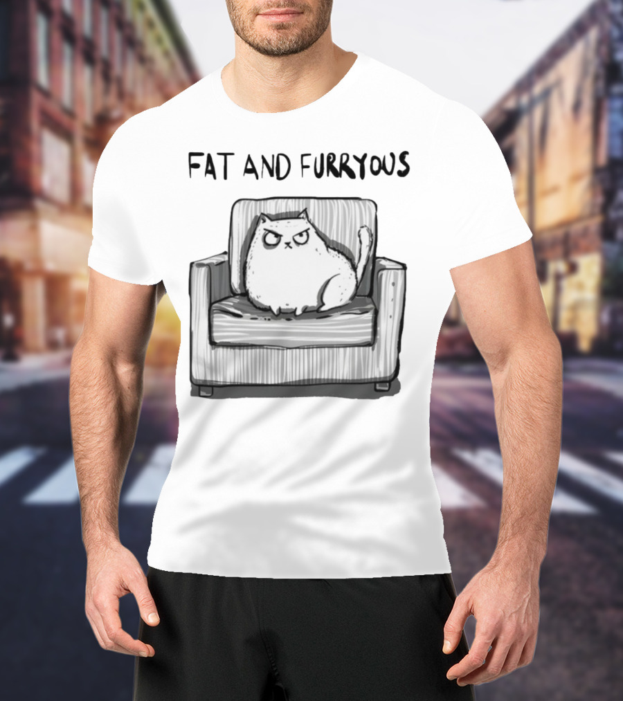 Fat And Furrous Cat On Chair T-Shirt