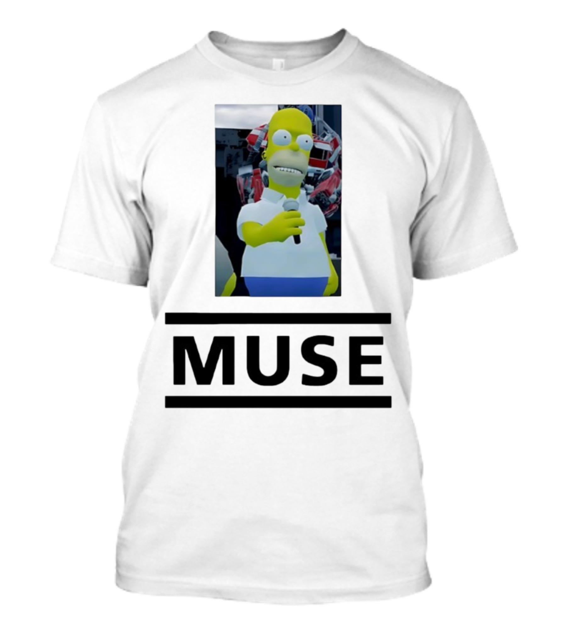 Homer Simpson Holding Microphone Muse Band Crossover T-Shirt