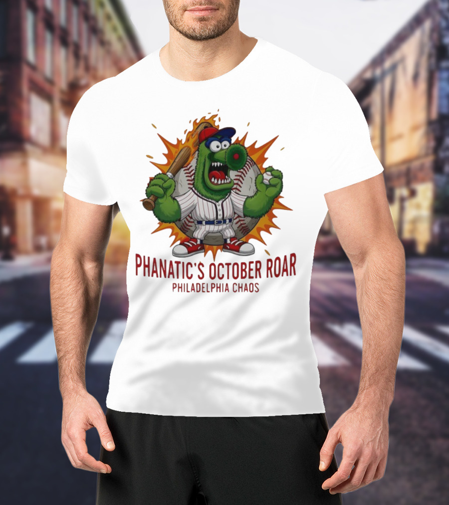 Philadelphia Phillies Baseball Phanatic's October Roar Philadelphia Chaos Mascot T-Shirt