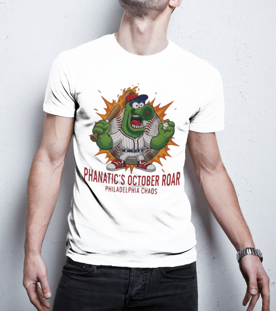 Philadelphia Phillies Baseball Phanatic's October Roar Philadelphia Chaos Mascot T-Shirt