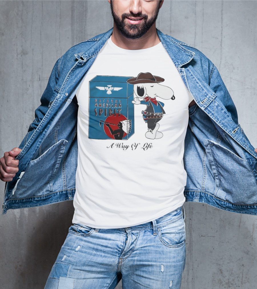 Snoopy Natural American Spirit A Way Of Life Cowboy Blue T-Shirt