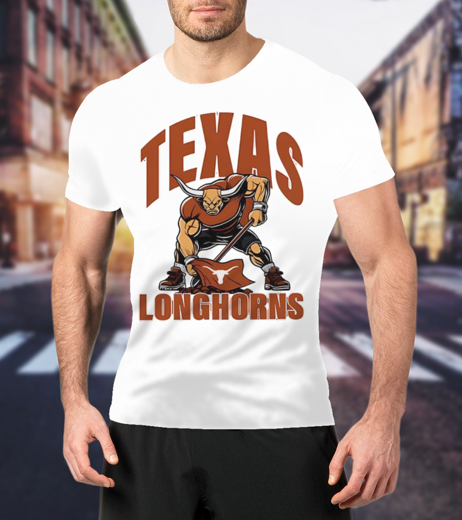 Texas Longhorns Football Youth Mascot Planting Flag T-Shirt