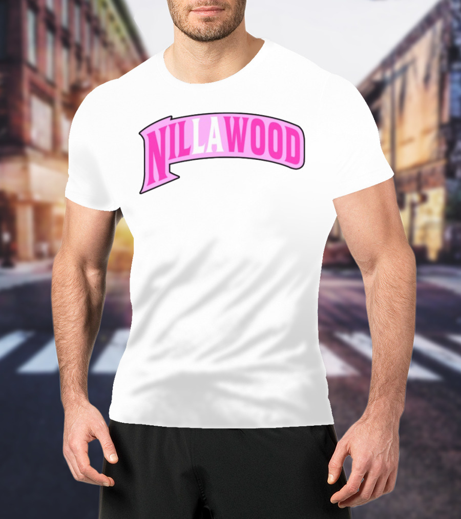 Nilla Allin Nillawood Pink Arch Text T-Shirt