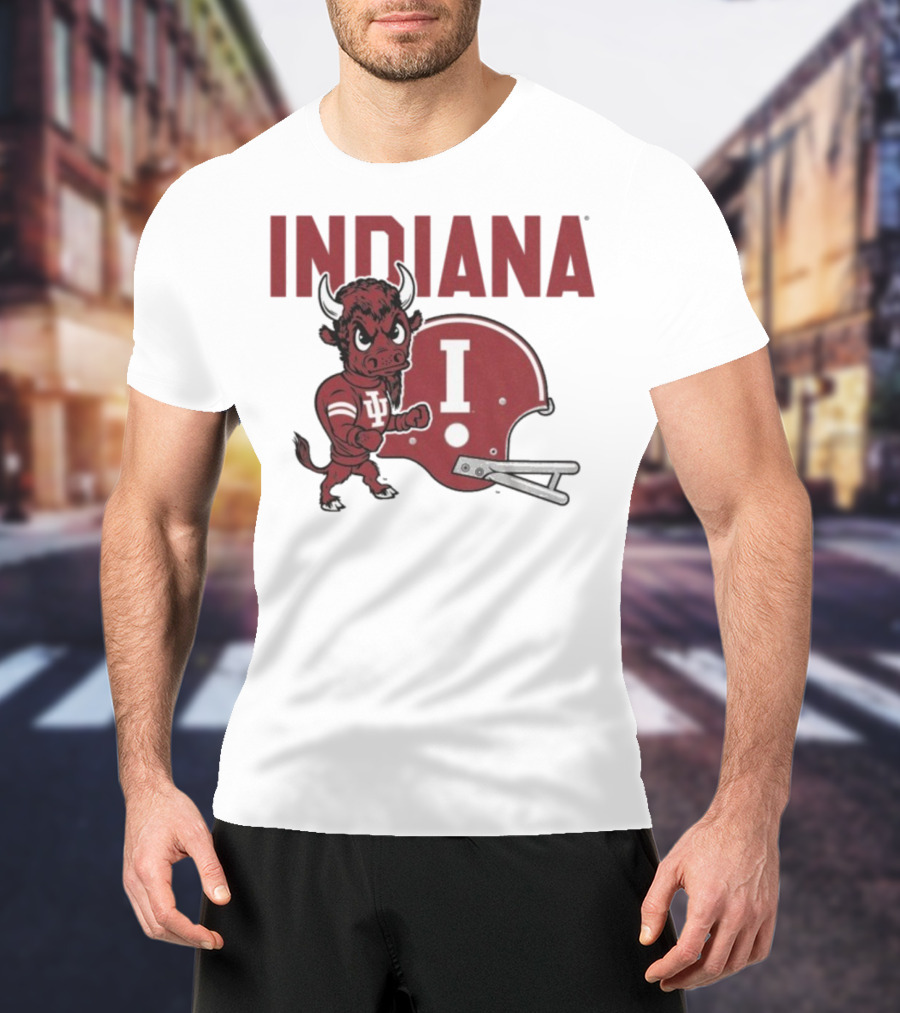 Indiana Hoosiers Bison Mascot And Football Helmet T-Shirt