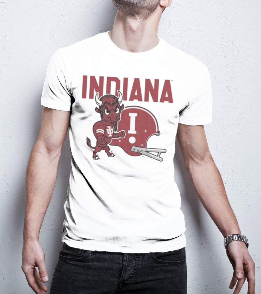 Indiana Hoosiers Bison Mascot And Football Helmet T-Shirt