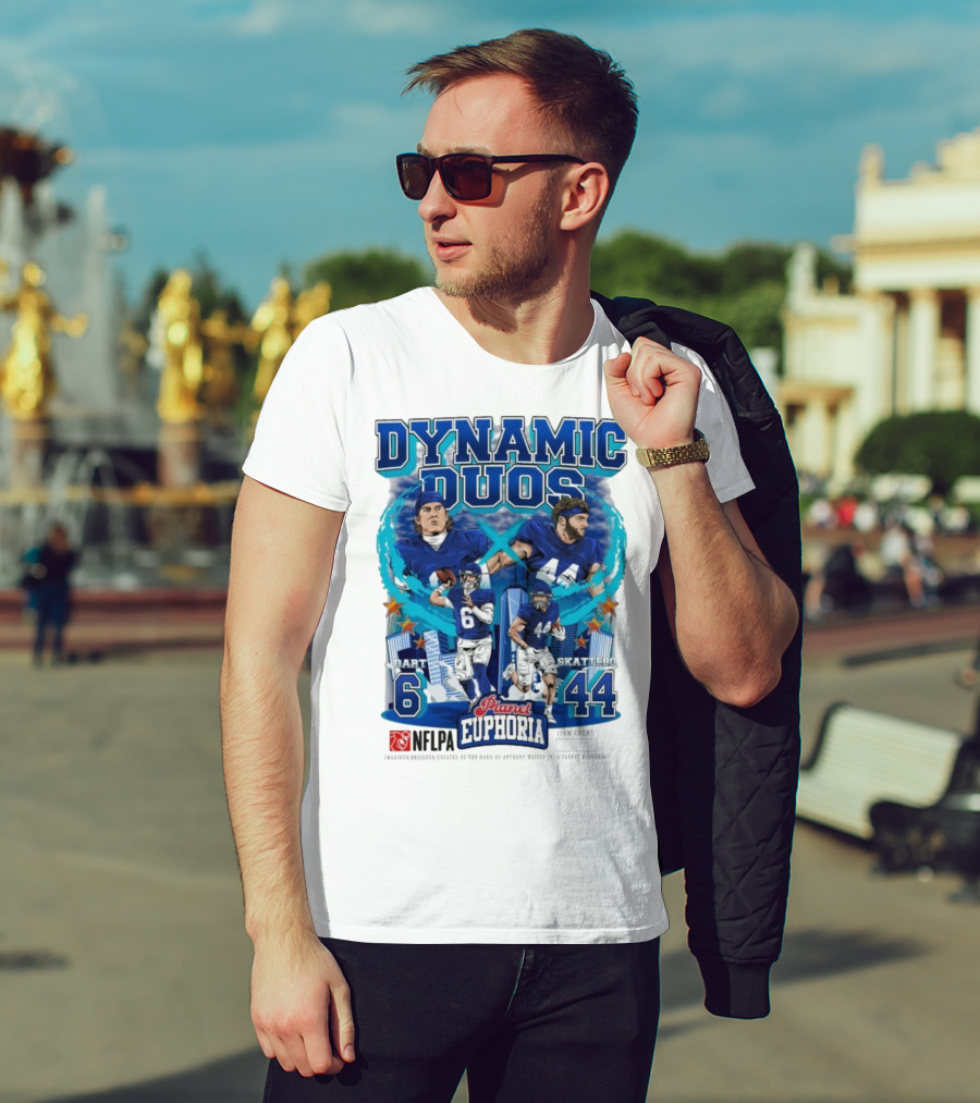 Dynamic Duos Jaxson Dart Cam Skattebo Planet Euphoria New York Giants T-Shirt