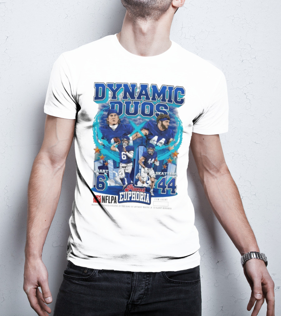 Dynamic Duos Jaxson Dart Cam Skattebo Planet Euphoria New York Giants T-Shirt