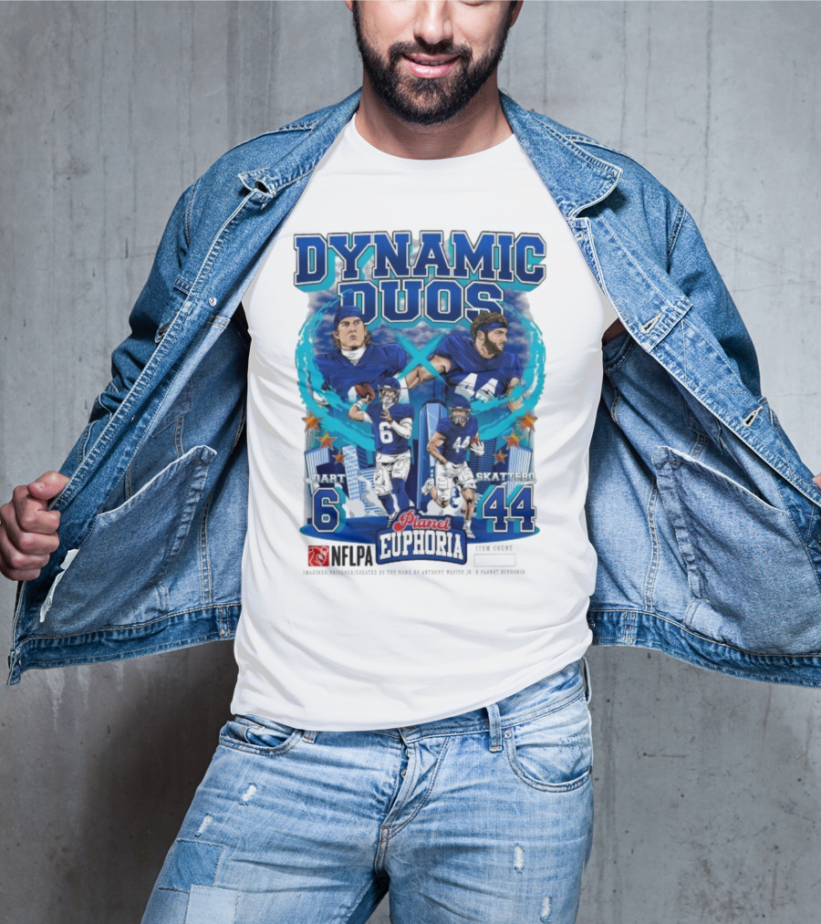 Dynamic Duos Jaxson Dart Cam Skattebo Planet Euphoria New York Giants T-Shirt