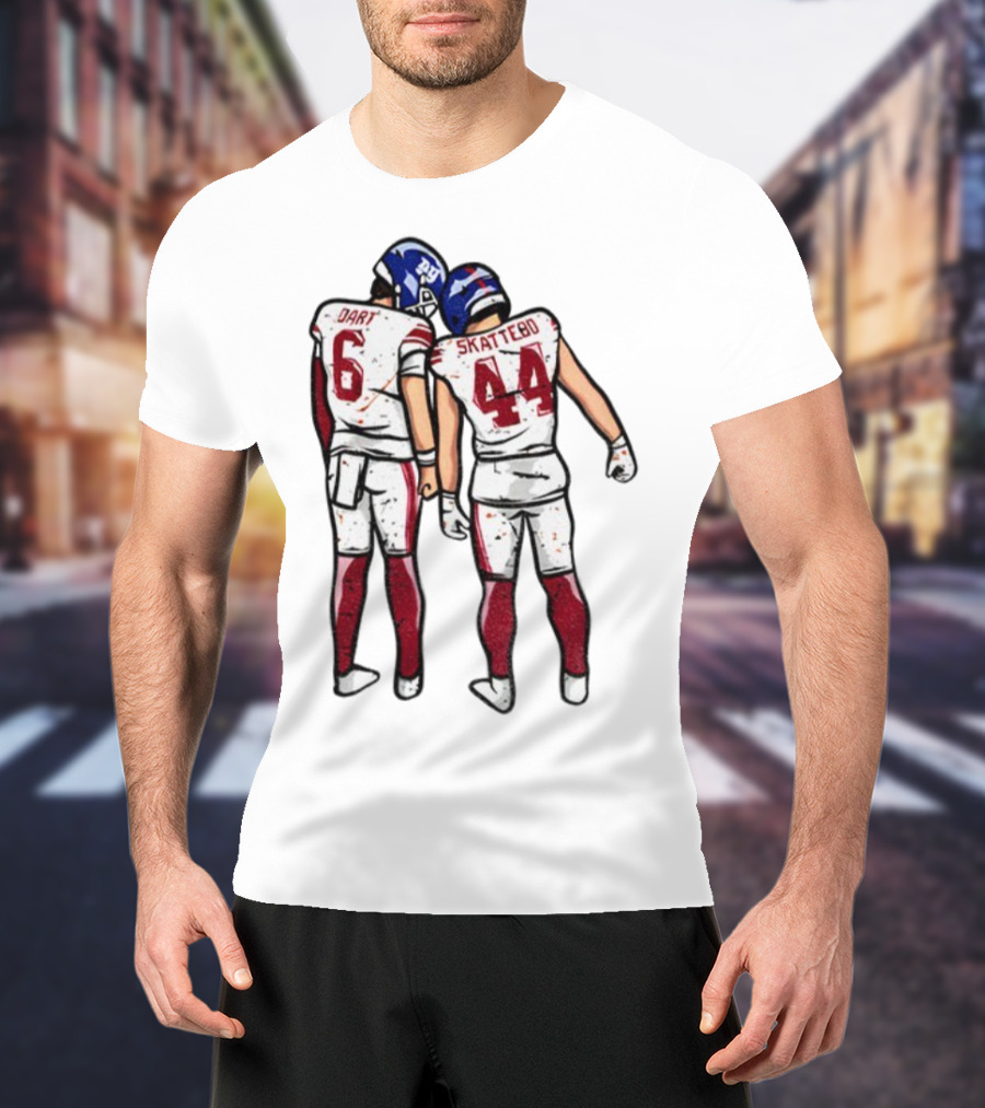 Jaxson Dart Cam Skattebo Number 6 44 New York Football Players Pose NFL Inspired T-Shirt
