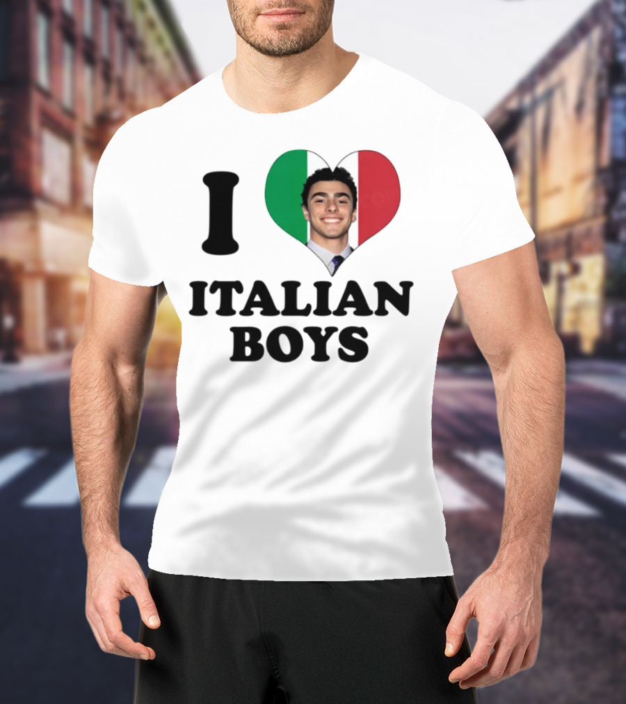 Luici Mangione I Love Italian Boys Heart Italy Flag T-Shirt