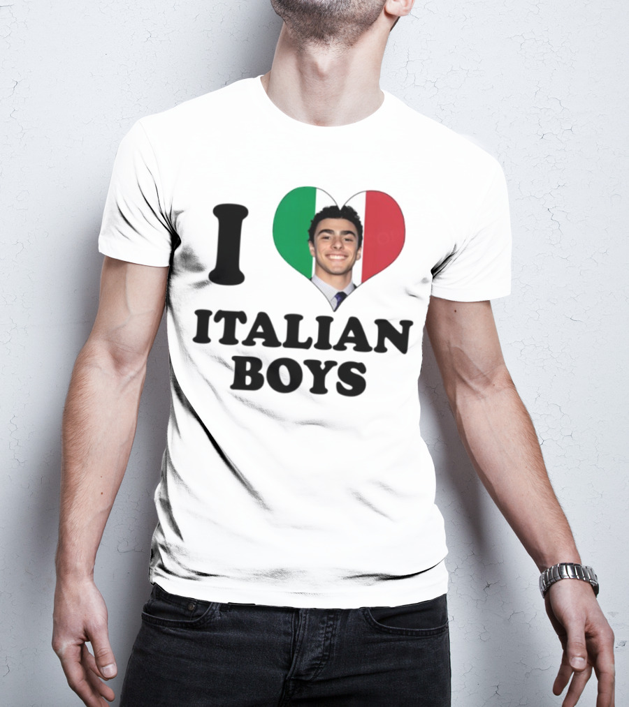 Luici Mangione I Love Italian Boys Heart Italy Flag T-Shirt