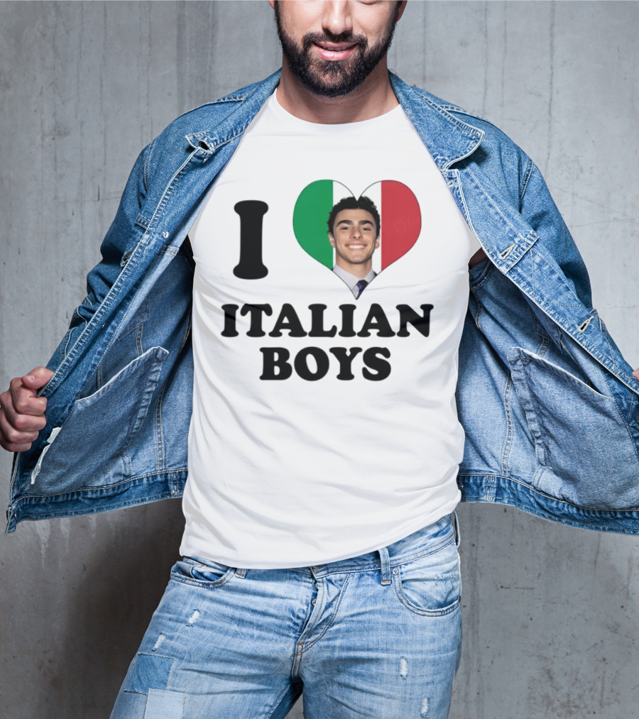 Luici Mangione I Love Italian Boys Heart Italy Flag T-Shirt