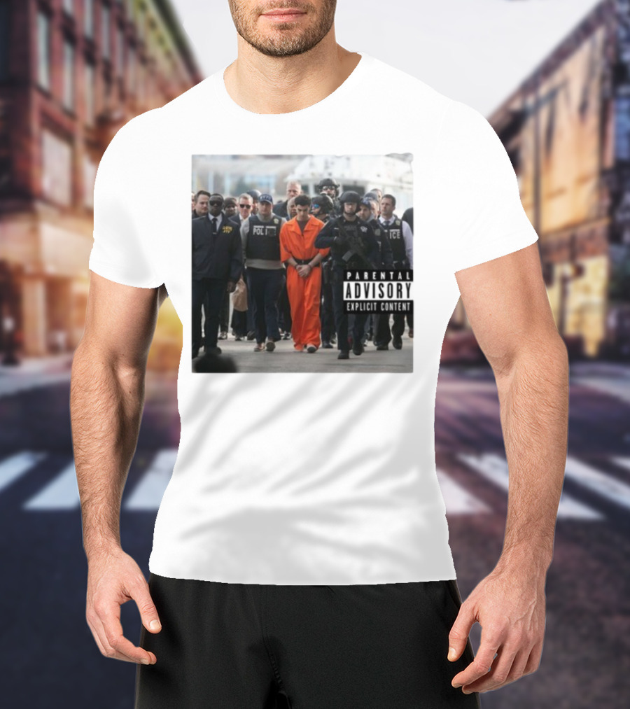Luigi Mangione Helicopter Arrival With Police Explicit Content T-Shirt