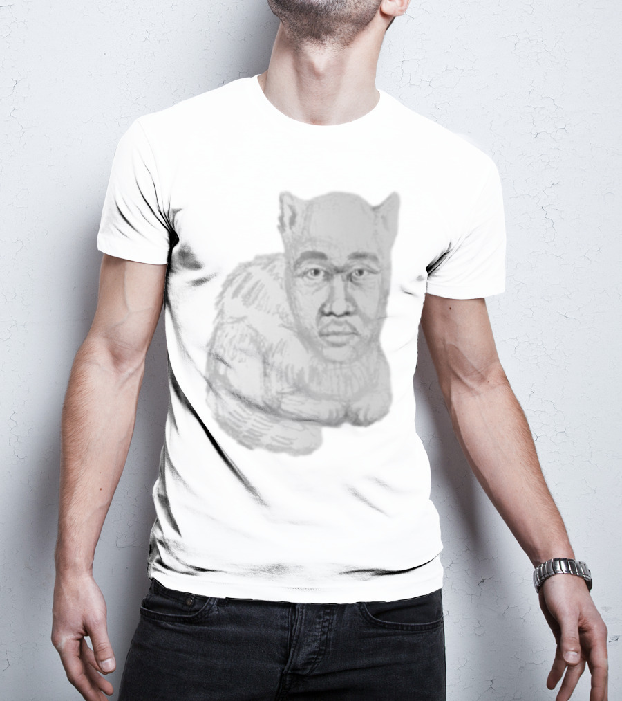 Mcfreakery Cat With Human Face Sketch T-Shirt