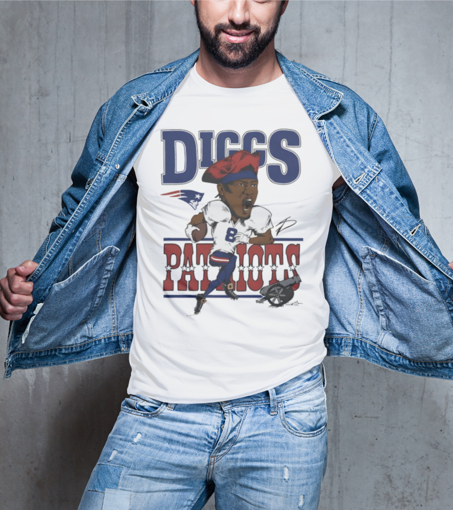 New England Patriots Diggs Signature Football Art T-Shirt