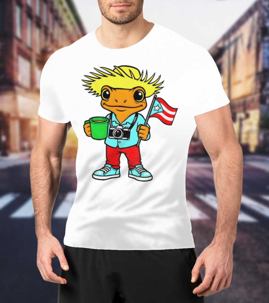Bad Bunny Puerto Rico Super Bowl 2025 Coquí Character With Flag And Camera T-Shirt