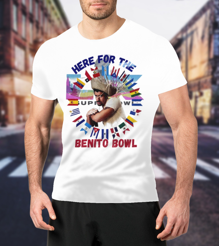 Here For The Benito Bowl Super Bowl Flag Circle T-Shirt