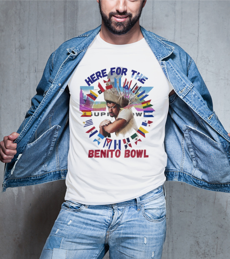 Here For The Benito Bowl Super Bowl Flag Circle T-Shirt
