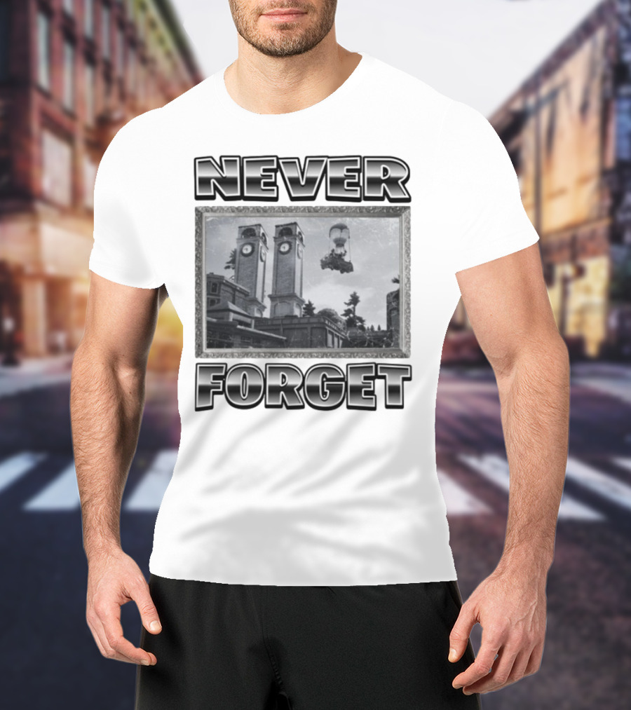 Never Forget Tower Balloon Flight Vintage Photo T-Shirt