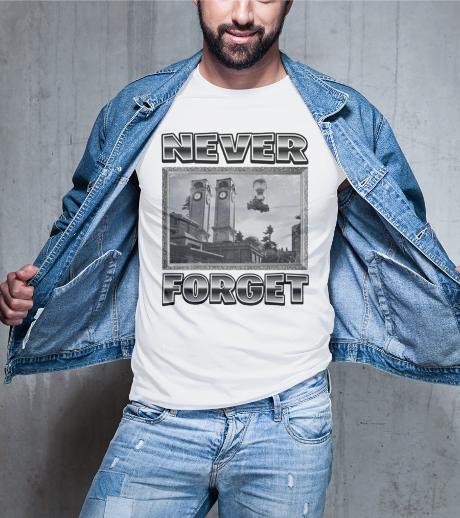 Never Forget Tower Balloon Flight Vintage Photo T-Shirt