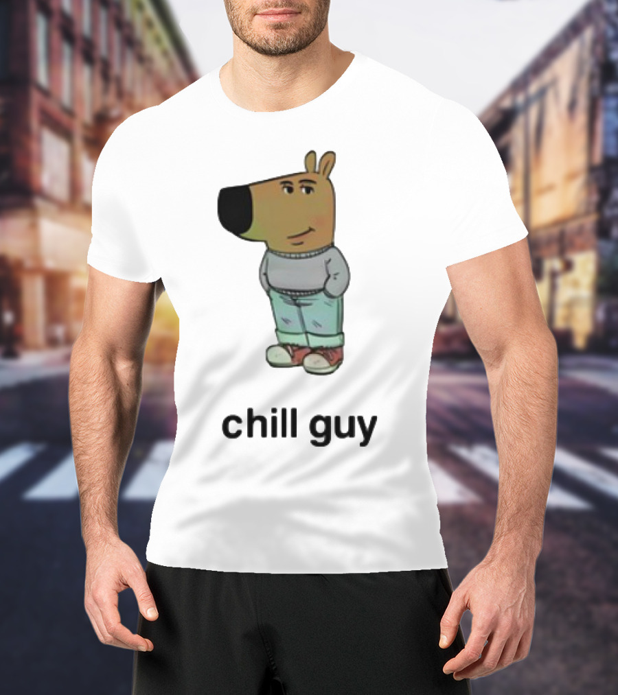 Chill Guy Cartoon Character Casual Style T-Shirt