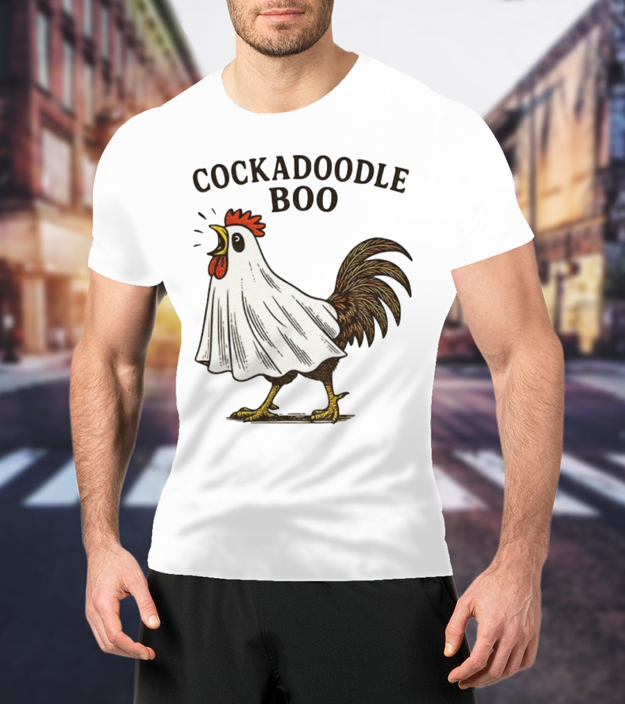 Cockadoodle Boo Ghost Rooster Halloween 2025 T-Shirt