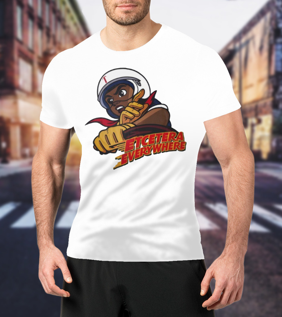 Etcetera Everywhere Racing Style Graphic With Determined Character T-Shirt