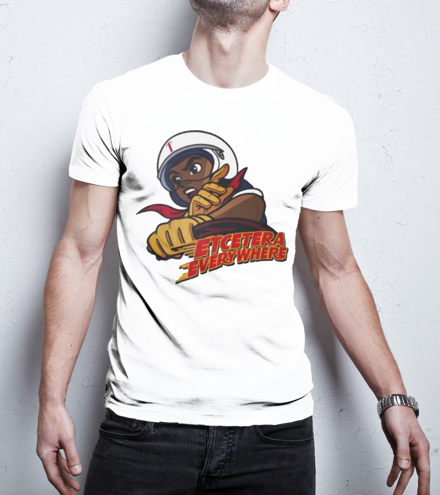 Etcetera Everywhere Racing Style Graphic With Determined Character T-Shirt