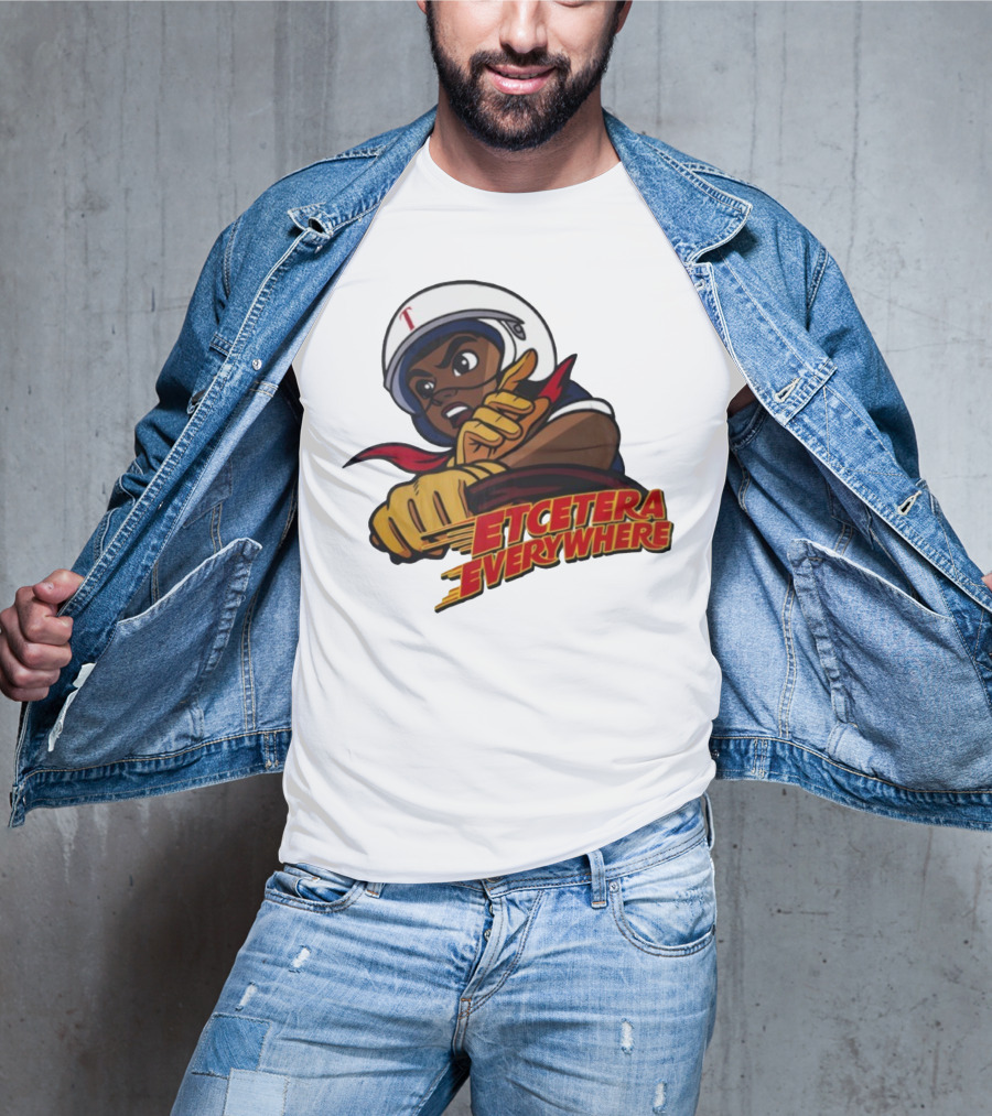 Etcetera Everywhere Racing Style Graphic With Determined Character T-Shirt