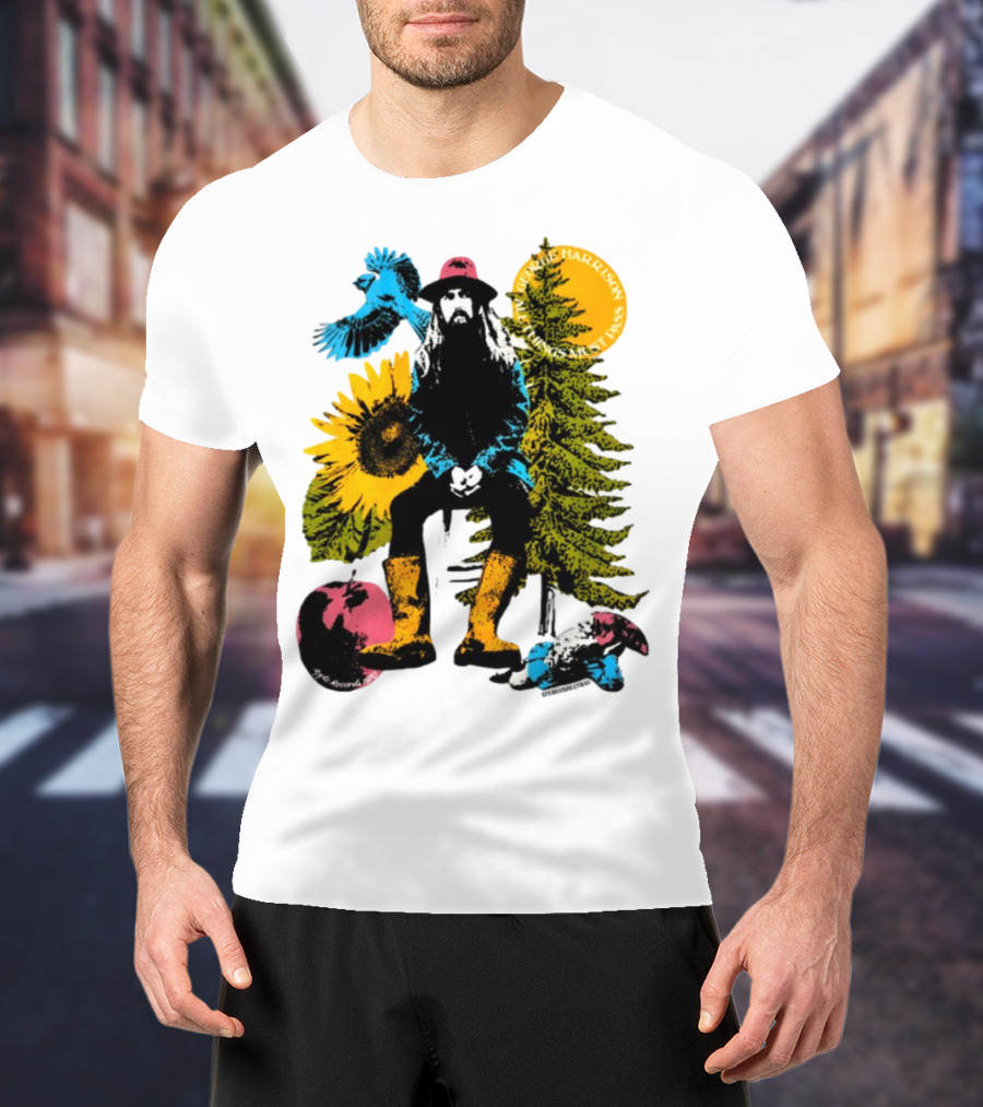 All Things Must Pass George Harrison Sunflower Tree Bird Apple T-Shirt