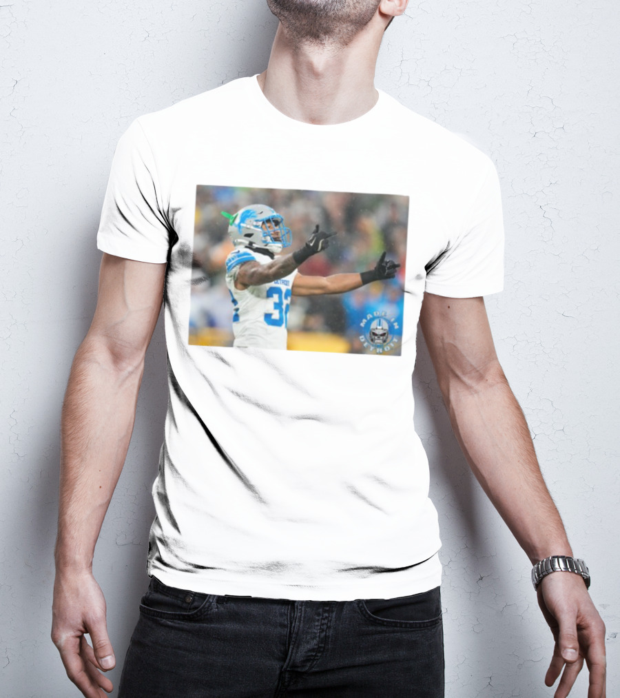 Detroit Lions Brian Branch Made In Detroit Football Celebration T-Shirt