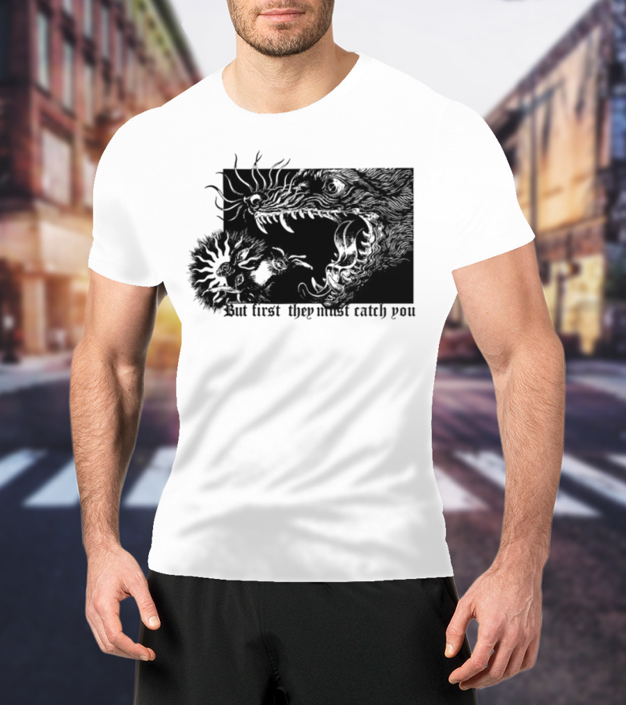 But First They Must Catch You Rabbit And Wolf Artful Chase T-Shirt