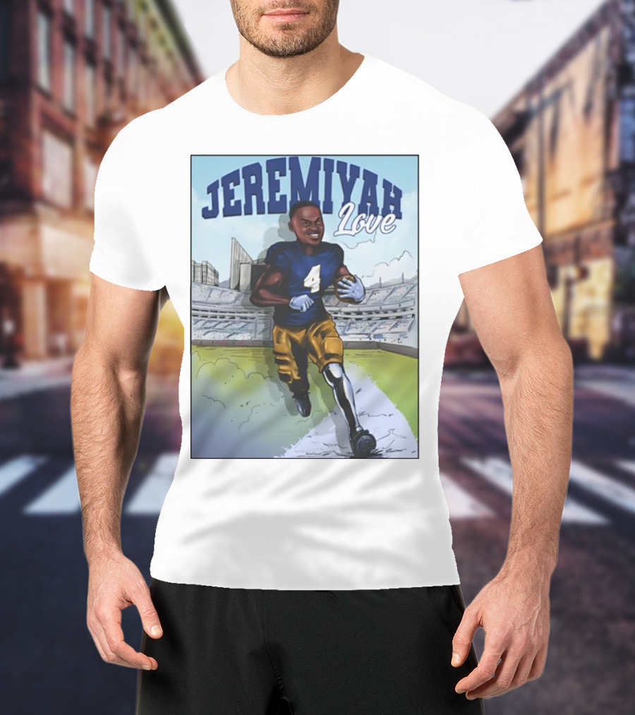 Jeremiyah Love Running In Stadium Number 4 T-Shirt