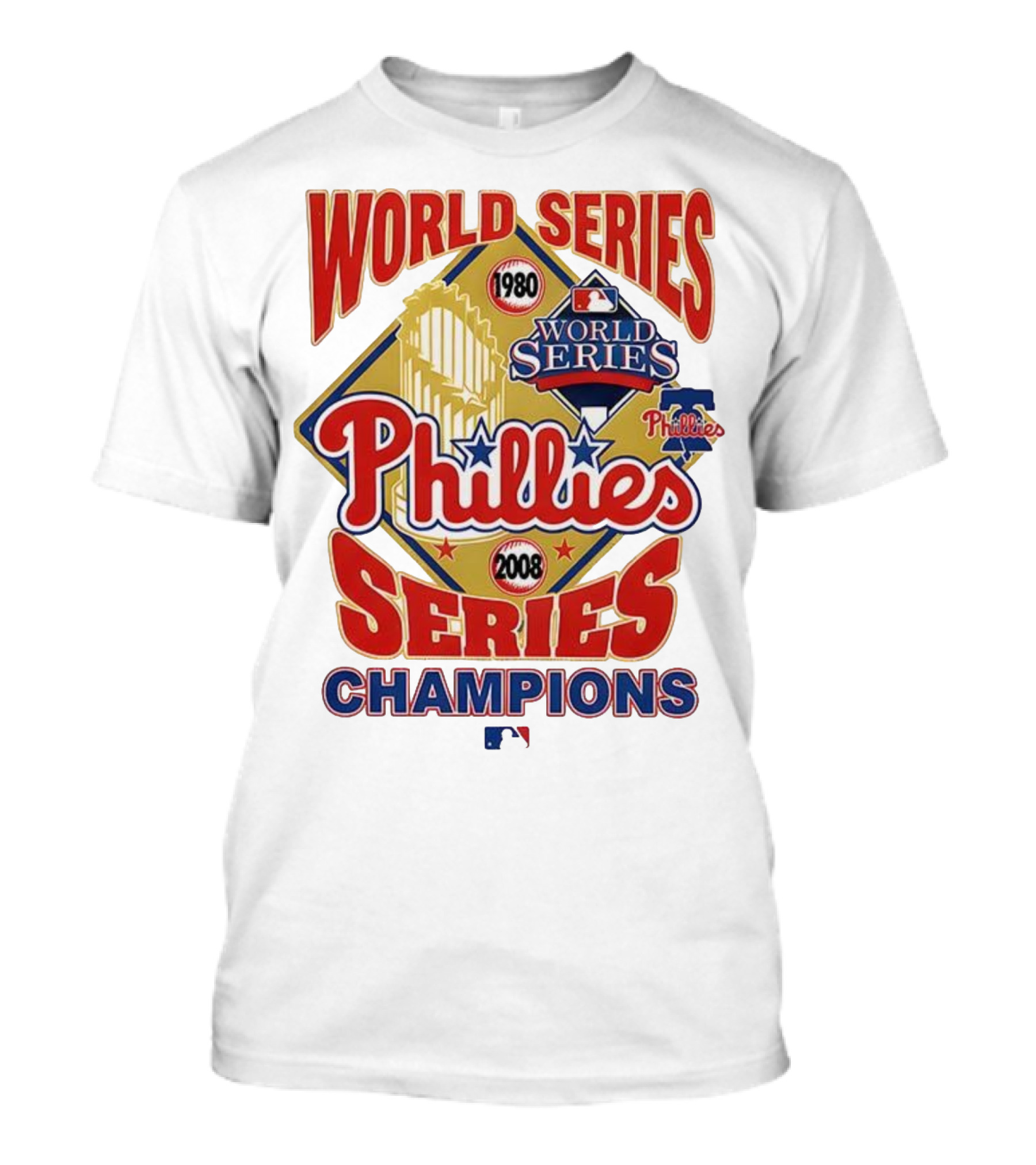 Philadelphia Phillies 1980 2008 World Series Champions Logo MLB T-Shirt