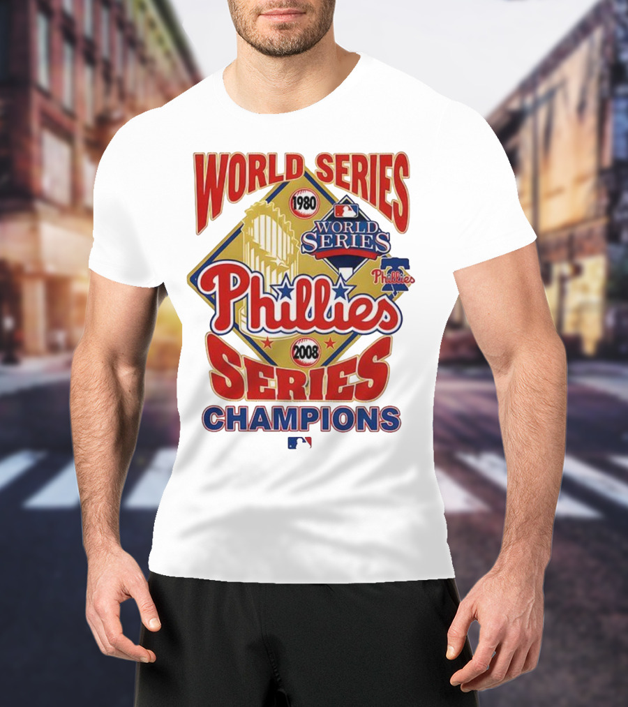 Philadelphia Phillies 1980 2008 World Series Champions Logo MLB T-Shirt