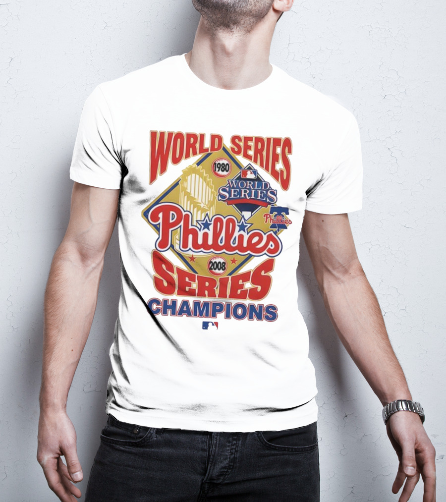 Philadelphia Phillies 1980 2008 World Series Champions Logo MLB T-Shirt