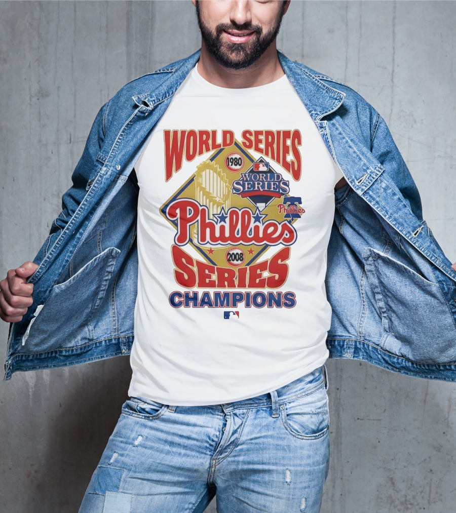 Philadelphia Phillies 1980 2008 World Series Champions Logo MLB T-Shirt