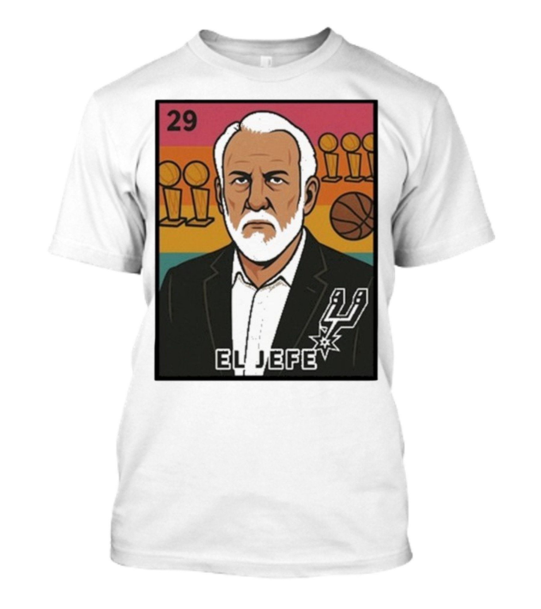 Porvida Popovich El Jefe San Antonio Spurs 29 Trophy T-Shirt