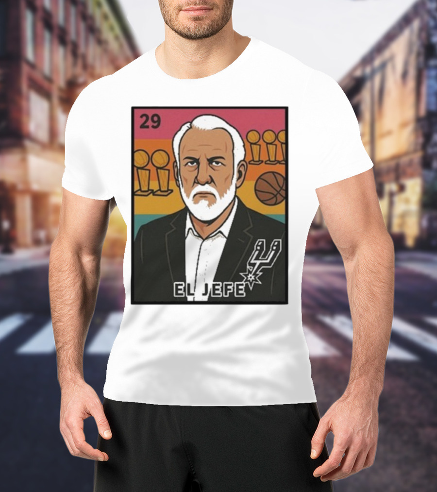 Porvida Popovich El Jefe San Antonio Spurs 29 Trophy T-Shirt