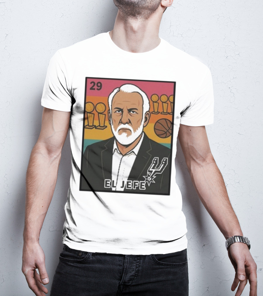 Porvida Popovich El Jefe San Antonio Spurs 29 Trophy T-Shirt