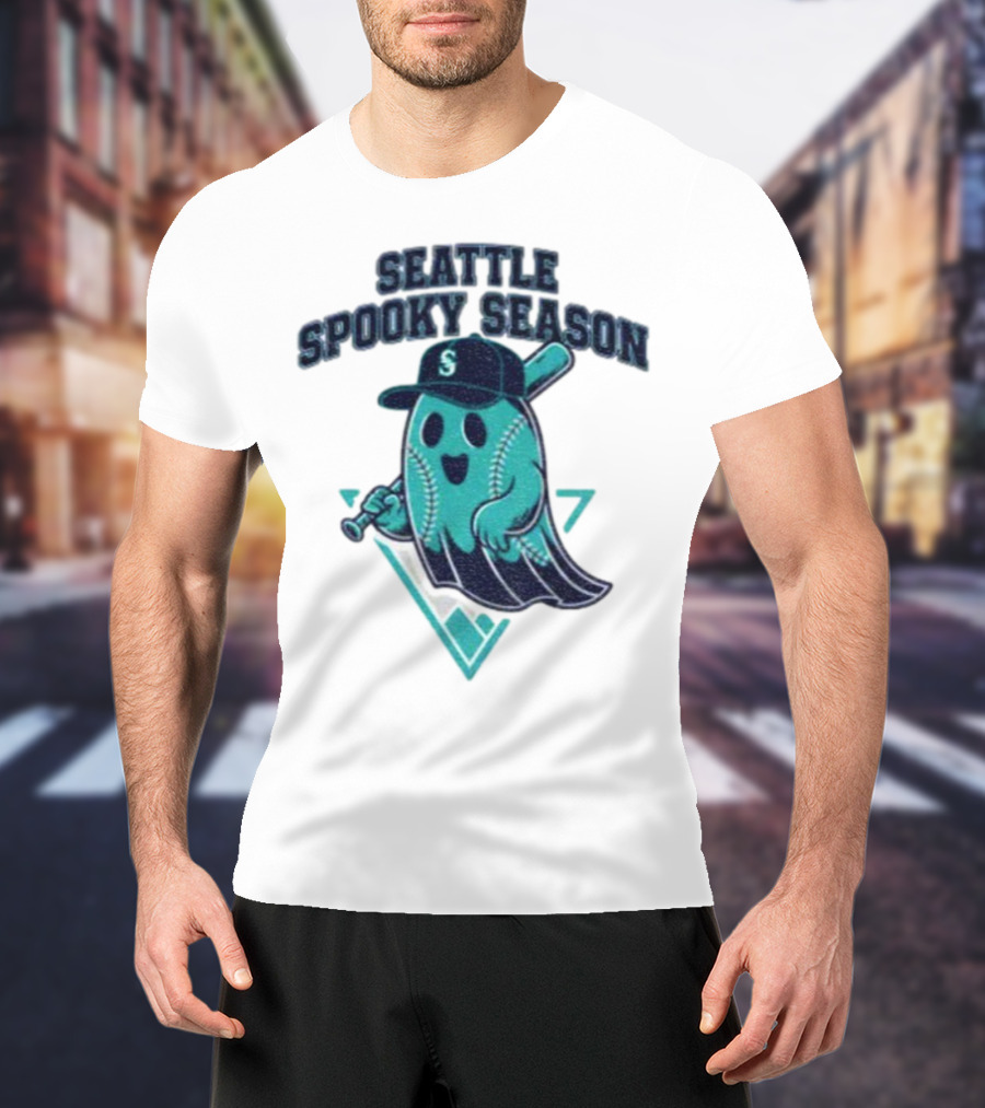 Seattle Mariners Spooky Season Ghost Halloween Baseball T-Shirt