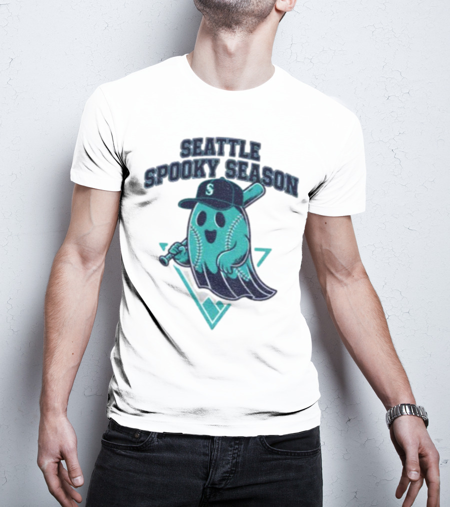 Seattle Mariners Spooky Season Ghost Halloween Baseball T-Shirt