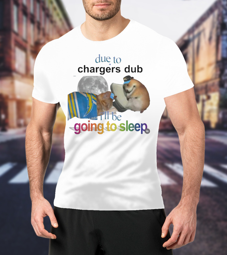 Chargers Dub Cats Sleeping Under Moon Going To Sleep T-Shirt